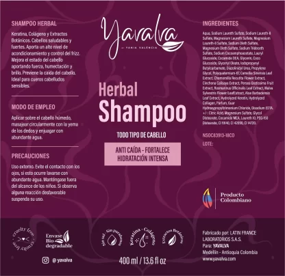 Shampoo Herbal Todo Tipo  Yavalva - Imagen 2