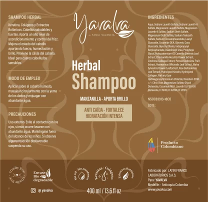 Shampoo Herbal Cabello Rubio Yavalva - Imagen 2