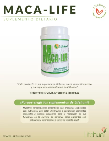 Maca-Life 60 capsulas Life Huni - Imagen 3